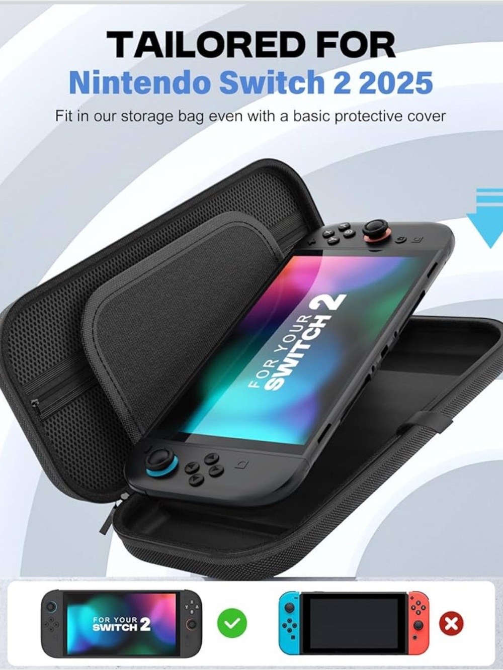 Protective Black Travel Case for Nintendo Switch 2